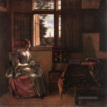 Frau liest in einem Brief Genre Pieter de Hooch Ölgemälde